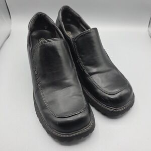 Lower East Side Vintage Y2K Womens 9.5 Wide Black Vegan Leather Loafer Chunky
